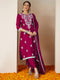 Janasya Women's Pink Silk Blend Embroidered Straight Kurta Set With Dupatta